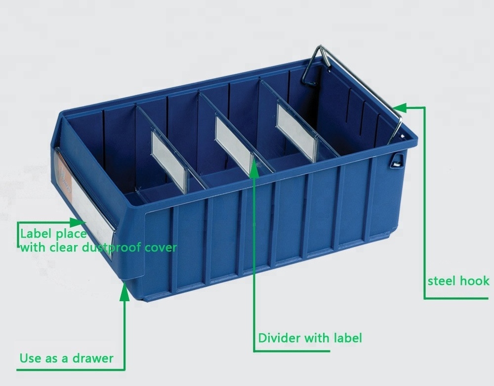 JOIN Warehouse Industrial High Quality  Plastic Stackable Storage Shelf Bins Plastic Portable Boxes For Spare Parts