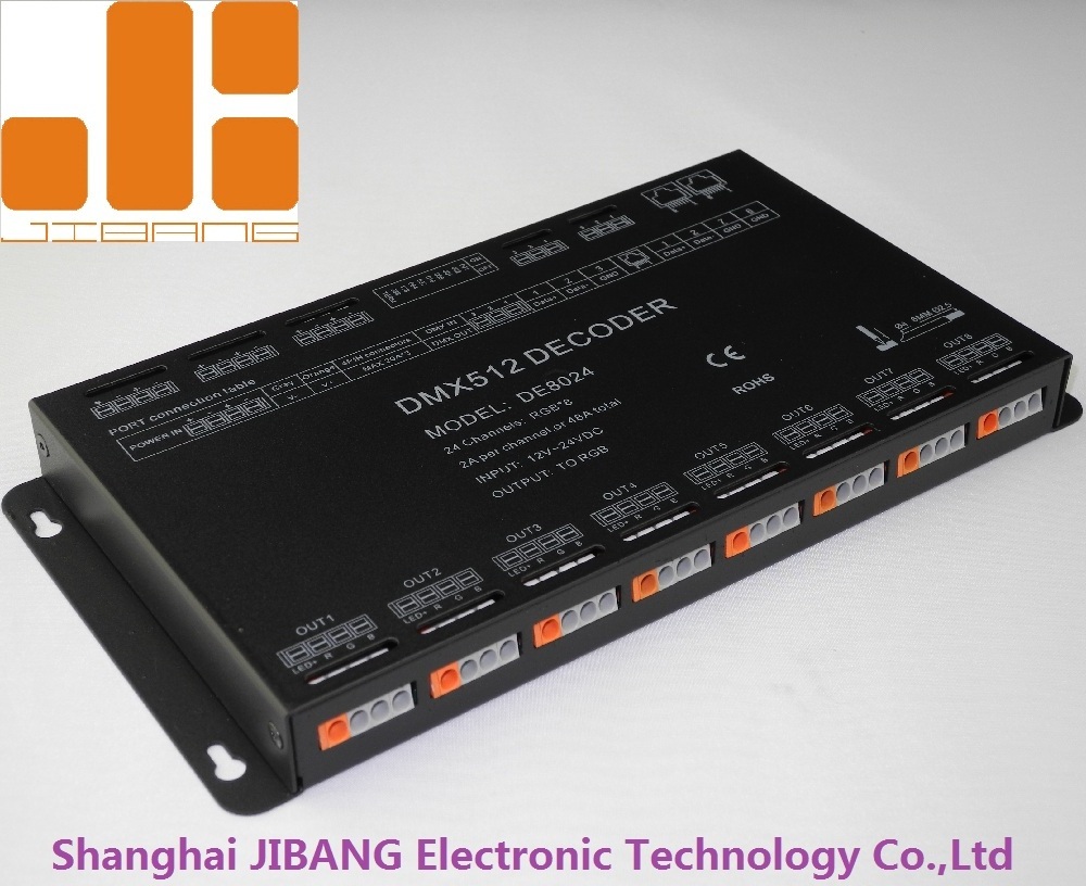 High Quality 24 Channels DC12-24V Constant Voltage DMX512 Decoder LED Driver DE8024