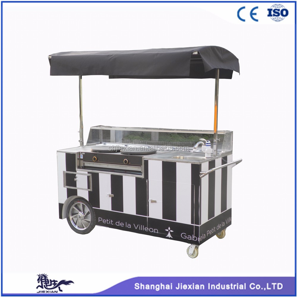 JX-CC180 Commercial Food Stall Fast Food Crepe Cart For Sale