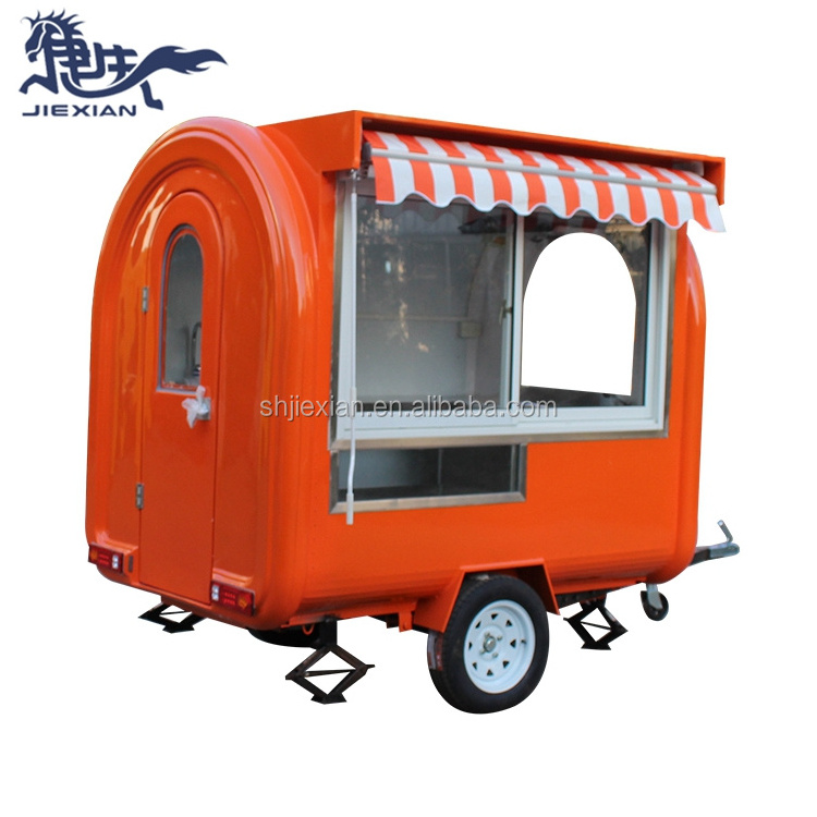 JX-FR220H  Out Door Street Fast Food Carts Mobile Coffee Crepes Kiosk shop Design For Sale