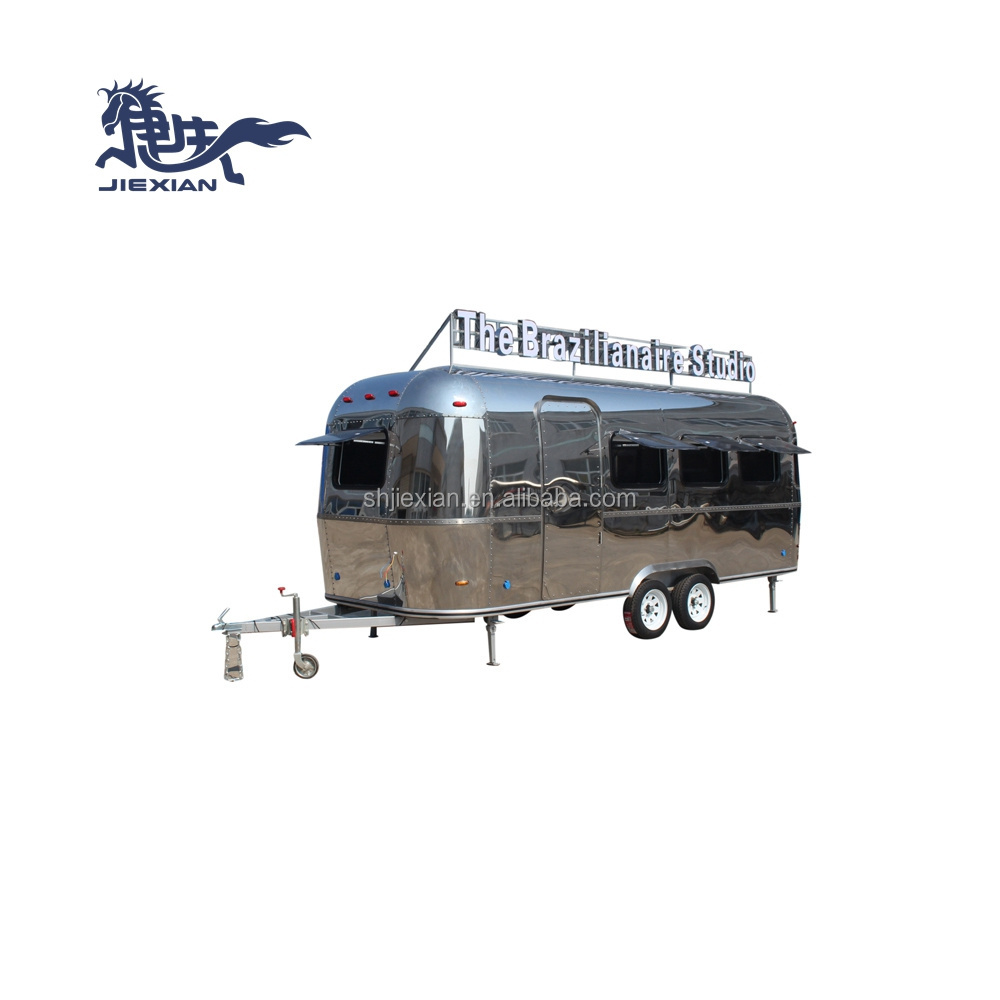 JX-BT580SS antique mobile barber truck trailer luxury barber station mobile salon for sale with sink furniture unit chairs