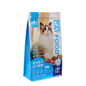 Plastic Ziplock Cat Litter Package Pouch Traveling Pet Food Packaging Bag Custom 8 Side Sealed Flat Bottom Aluminum Foil Package