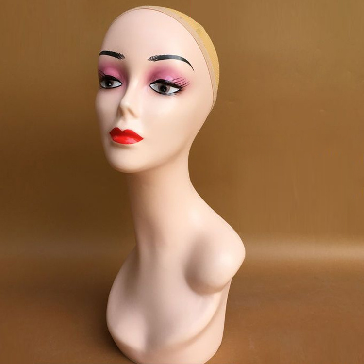 Cheap Realistic Female Mannequin Head with Shoulder Manikin Head Bust Wig Head for Display Wigs