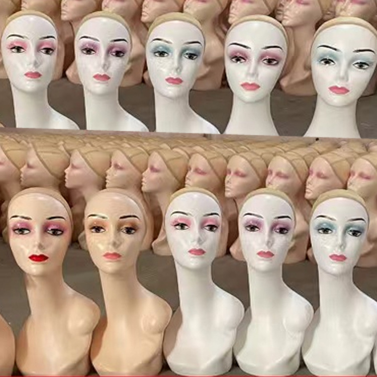 Cheap Realistic Female Mannequin Head with Shoulder Manikin Head Bust Wig Head for Display Wigs