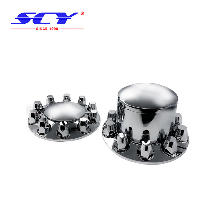 Lug Nut Cover Suitable for Chrome Front and Rear Axle Wheel Cover Set 33mm Screw-on Lug Nut Covers for Semi Trucks