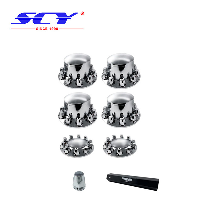 Lug Nut Cover Suitable for Chrome Front and Rear Axle Wheel Cover Set 33mm Screw-on Lug Nut Covers for Semi Trucks