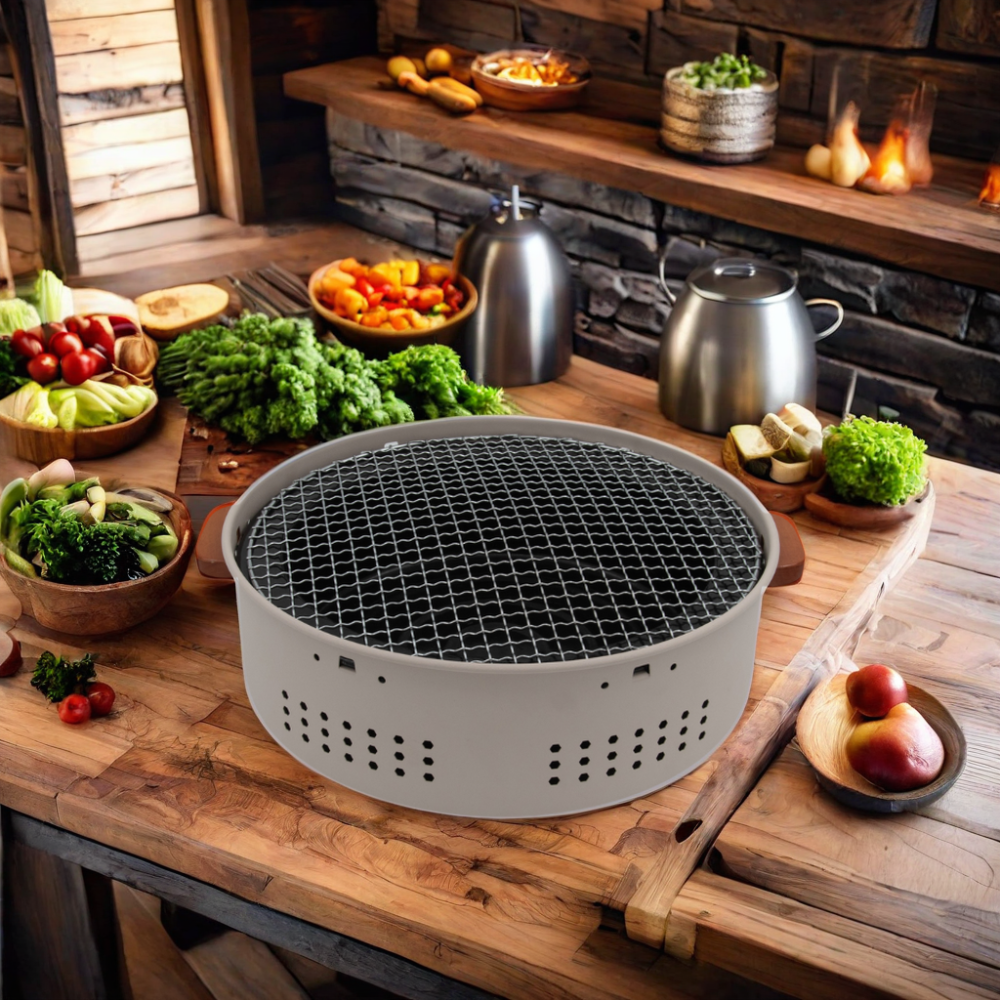 Outdoor Portable Iron Charcoal Grill Heating Stove Indoor Household around the Powder Coated Stove to Cook Tea