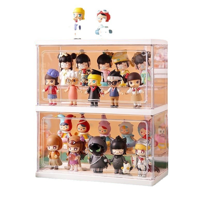 Bubble Mart hand office blind box display cabinet Lego storage rack acrylic doll transparent storage box wholesale