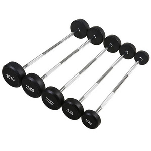 Wholesale Fitness Equipment Different Weight Lifting  Straight EZ Curl Rubber Barbell Set