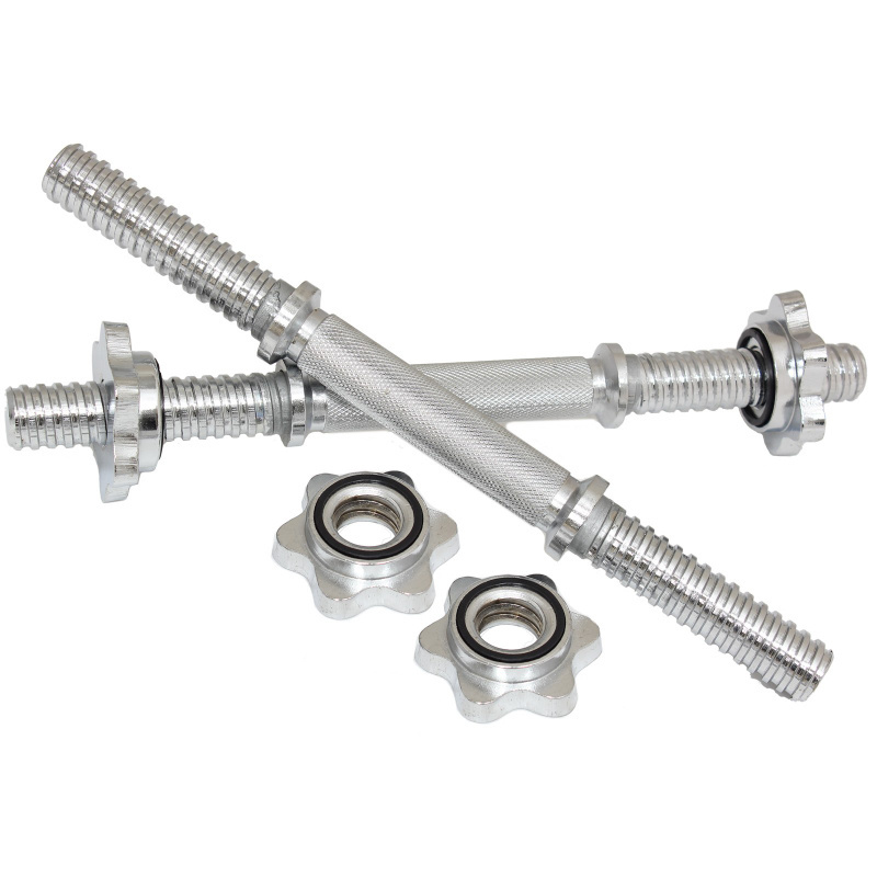 High quality Wholesale Gym Chrome Dumbbell Bar with 2 Star Screw Collars 35CM Dumbbell Bar