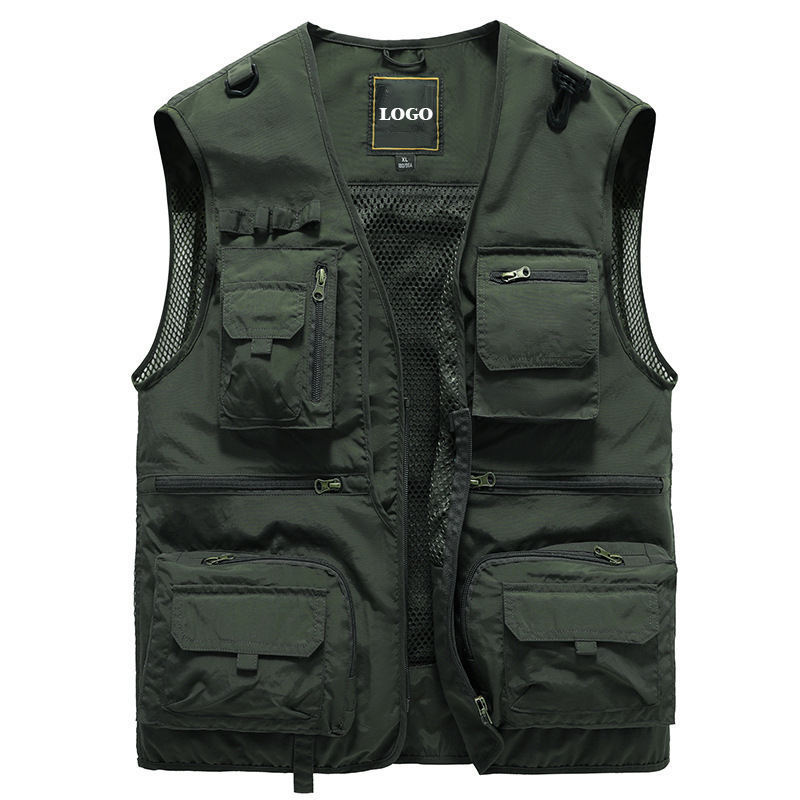 Wholesale Mesh Quick Dry Mens Multi Pockets Tactical Vest Hommes Veste Mesh Photographer Outdoor Fishing Vest For Men