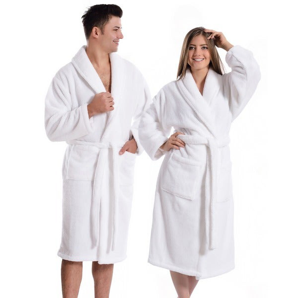 Luxury Unisex Terry Cloth Bathrobe Long Sleeve White Custom Logo 100 Cotton Hotel Robes