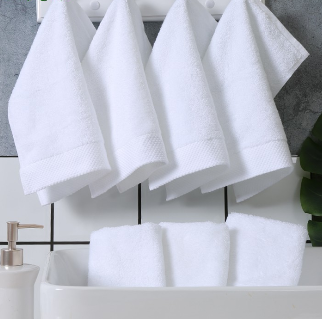 Luxury 100% Cotton Hotel Face towel Set Custom Logo Super Soft Absorbent White Wash Cloth