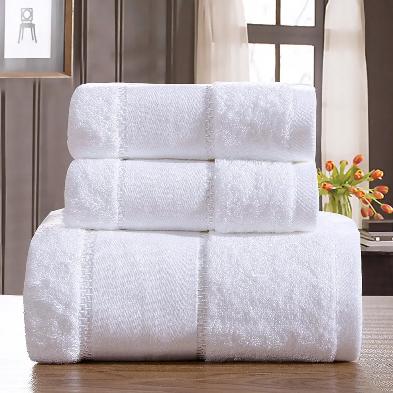 Wholesale Cotton Hand Towels Set White Hotel Towels Bath Towel