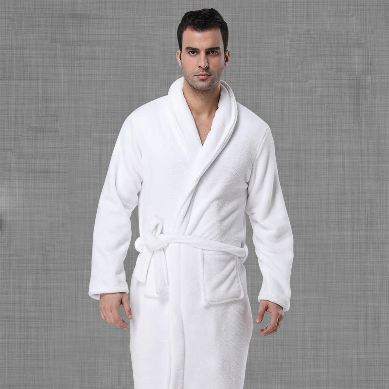 Wholesale Terry Velour Hotel Spa Bath Robe White Plain Dyed Kimono Bathrobe