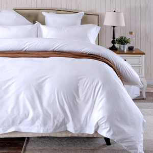 premium custom logo hotel bed linen duvet cover white bed sheet hotel bedding set 100% cotton