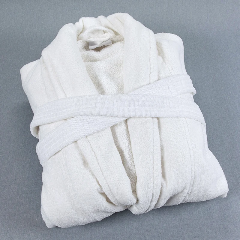 Wholesale Terry Velour Hotel Spa Bath Robe White Plain Dyed Kimono Bathrobe