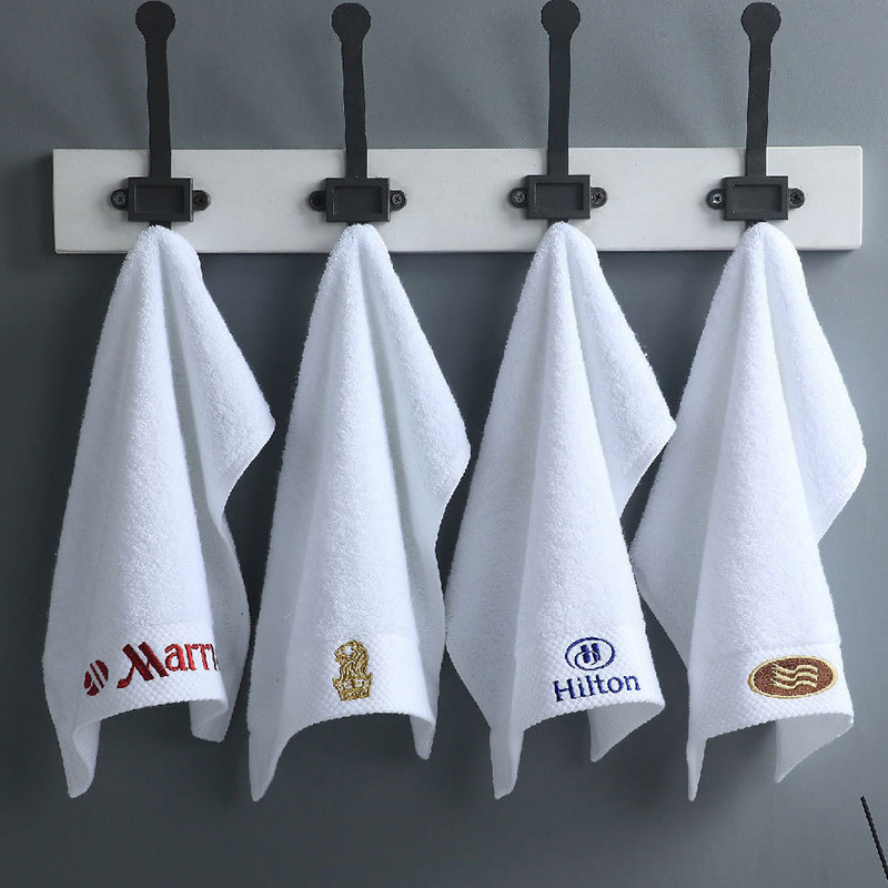 Luxury 100% Cotton Hotel Face towel Set Custom Logo Super Soft Absorbent White Wash Cloth