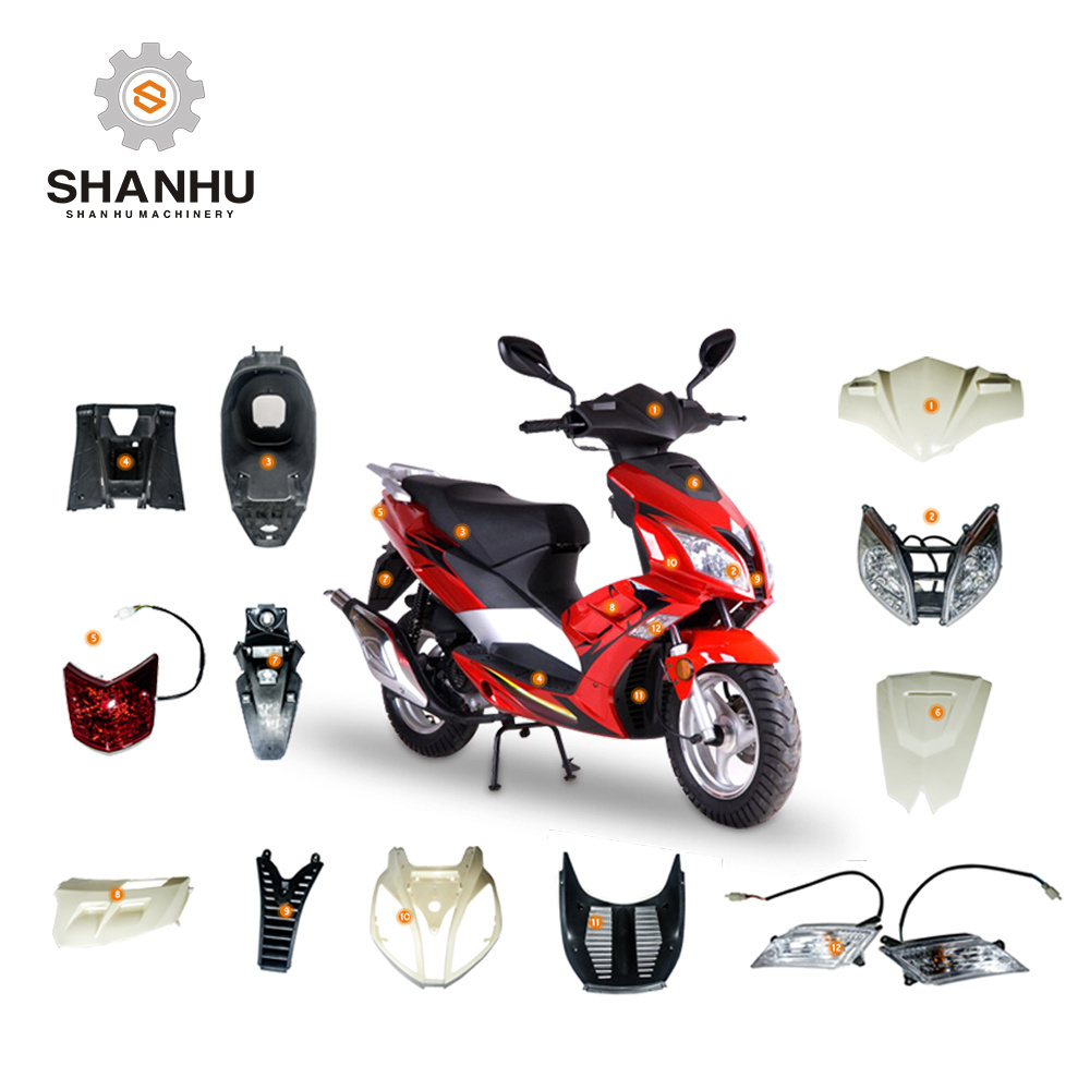 Custom machining adventure motorcycle electric scooter scooty body plastic accessories include lamp, front fender, so on