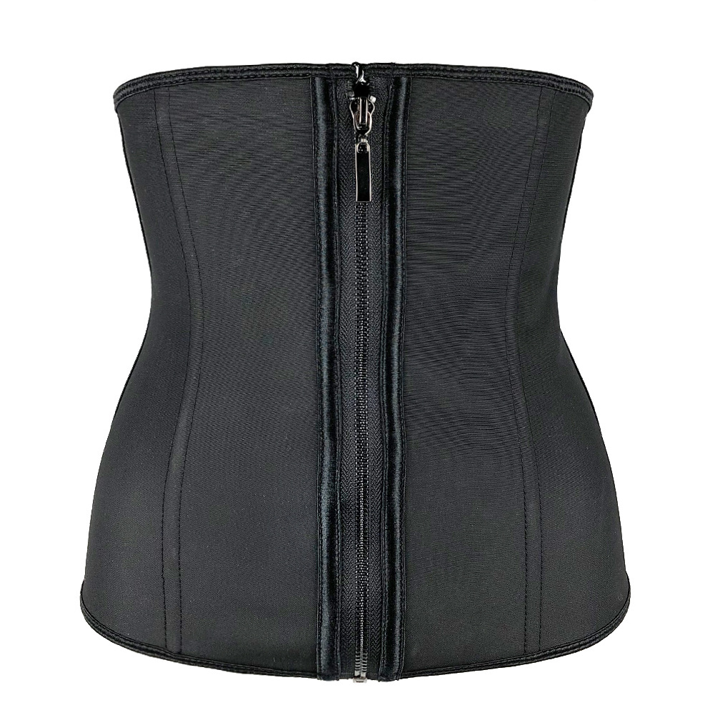 Women Latex Waist Trainer Body Shaper Corsets with Zipper Cincher Corset Top Slimming Belt Black Shapers