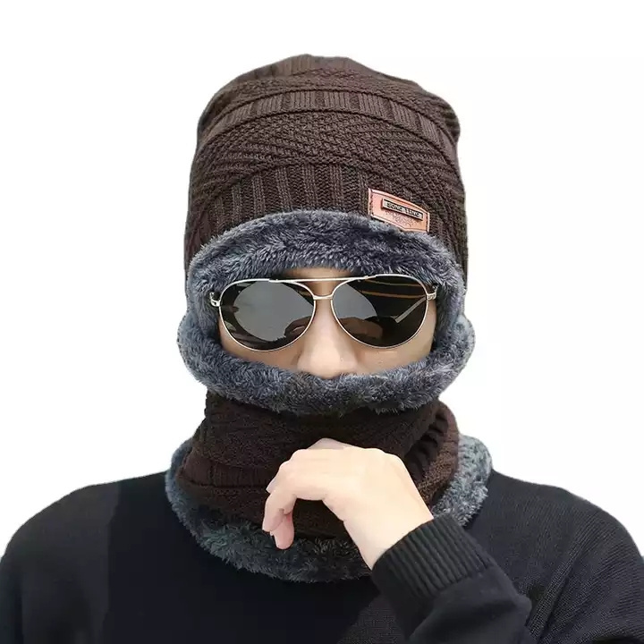 Winter Beanie Hats Scarf Gloves Set Thick Warm Beanies Hat Knit Skull Cap Neck Warmer for Men Women