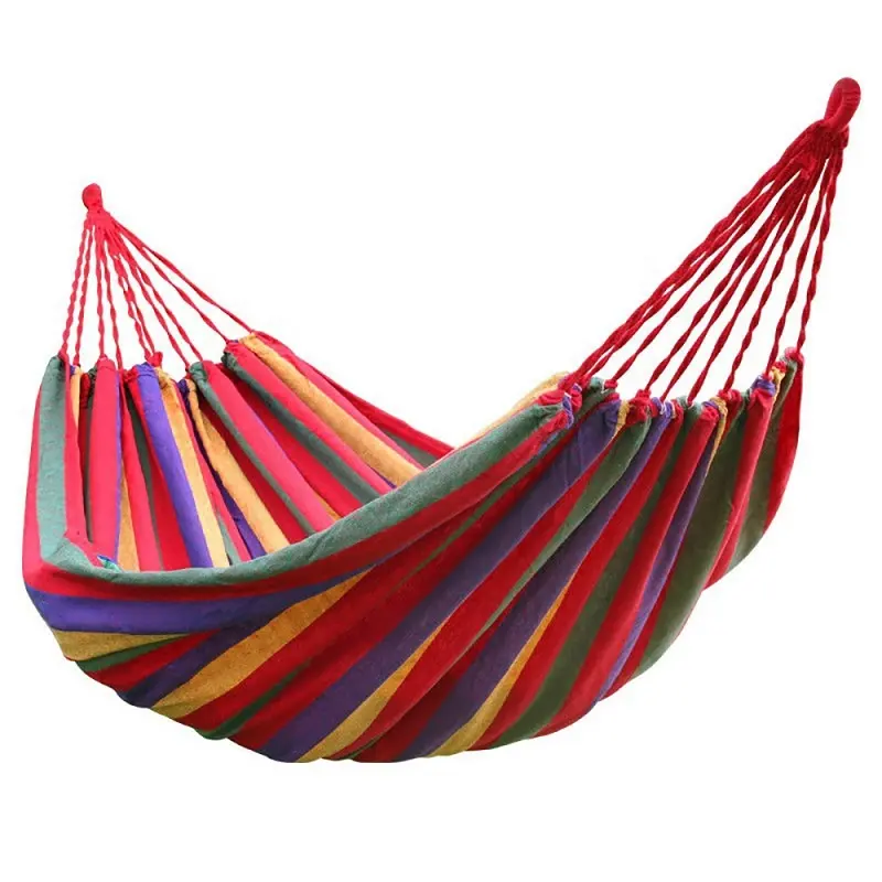 Portable Lightweight Cotton Soft Wooden Stand Canvas Swing Outdoor Camping Hammock