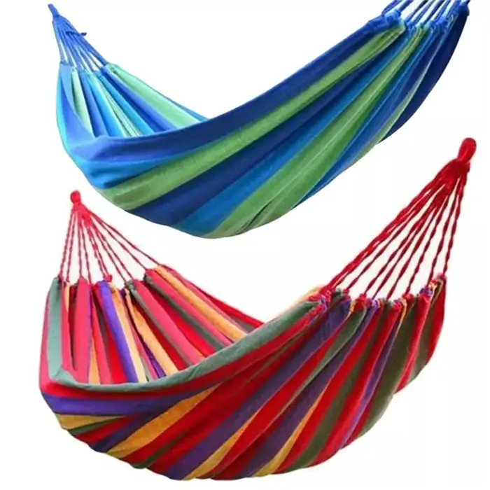 Multi-size One/Two Person Eco-friendly Portable Outdoor Hammock Folding Double Hanging Canvas Hammock