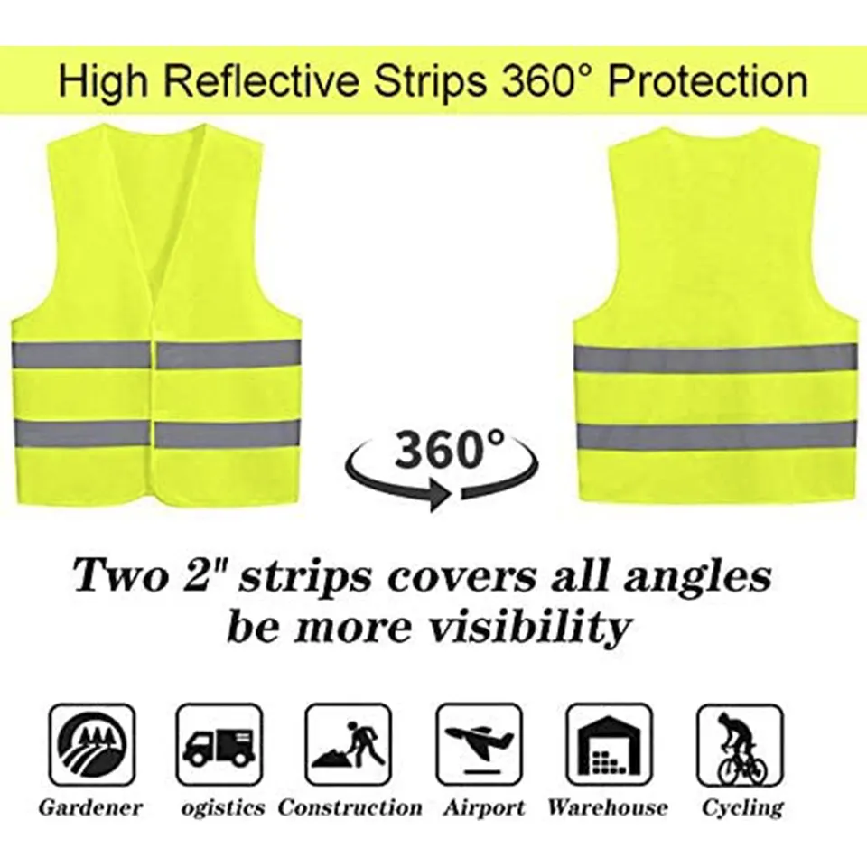 Custom Logo Visibility Security Hi Vis Silver Strip Multi-pocket Reflective Vest Outdoor Cycling Running Safety Vest