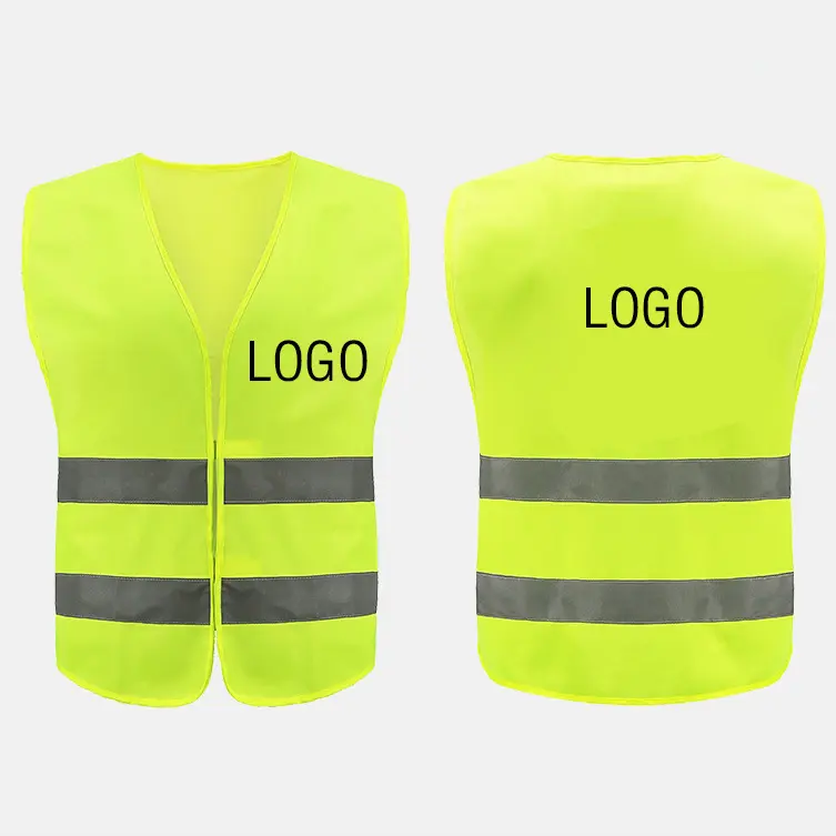 Custom Logo Visibility Security Hi Vis Silver Strip Multi-pocket Reflective Vest Outdoor Cycling Running Safety Vest