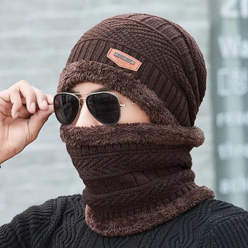 Winter Beanie Hats Scarf Gloves Set Thick Warm Beanies Hat Knit Skull Cap Neck Warmer for Men Women