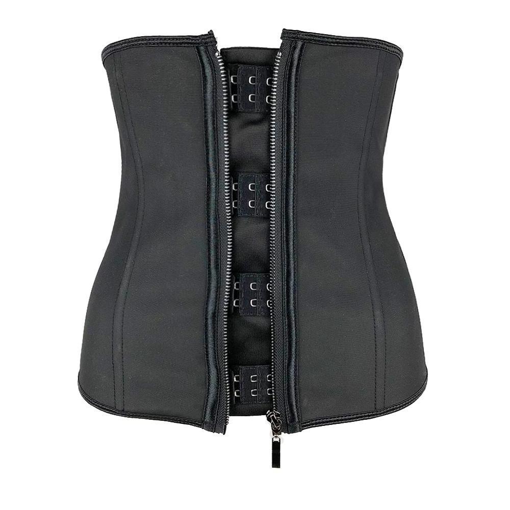 Women Latex Waist Trainer Body Shaper Corsets with Zipper Cincher Corset Top Slimming Belt Black Shapers