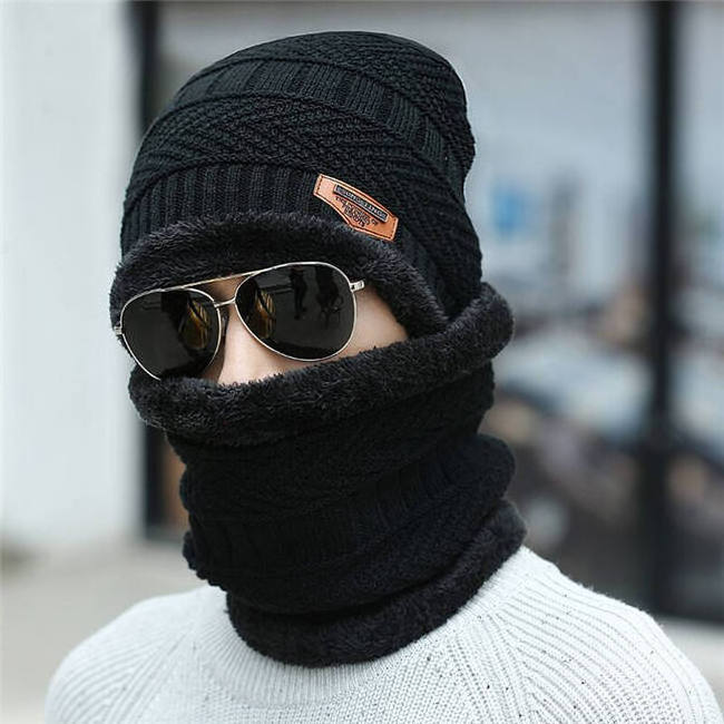 Winter Beanie Hats Scarf Gloves Set Thick Warm Beanies Hat Knit Skull Cap Neck Warmer for Men Women