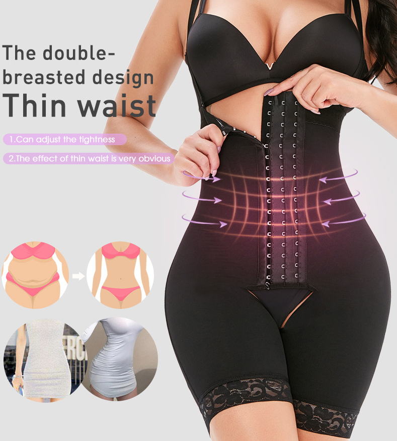 Adjustable Row of Hooks Enclosure Tummy Control Fajas Colombianas Postpartum Recovery Body Shaper Suits