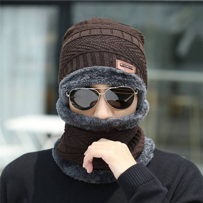 Winter Beanie Hats Scarf Gloves Set Thick Warm Beanies Hat Knit Skull Cap Neck Warmer for Men Women