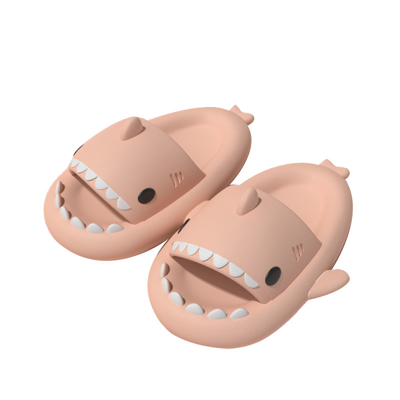 Customize LOGO New Design EVA Summer Slippers  Lovely Shark Shape Slides Outdoor Women Shoes Flip Flops Men Couples Cartoon