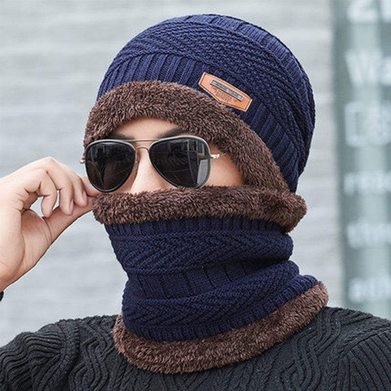 Winter Beanie Hats Scarf Gloves Set Thick Warm Beanies Hat Knit Skull Cap Neck Warmer for Men Women