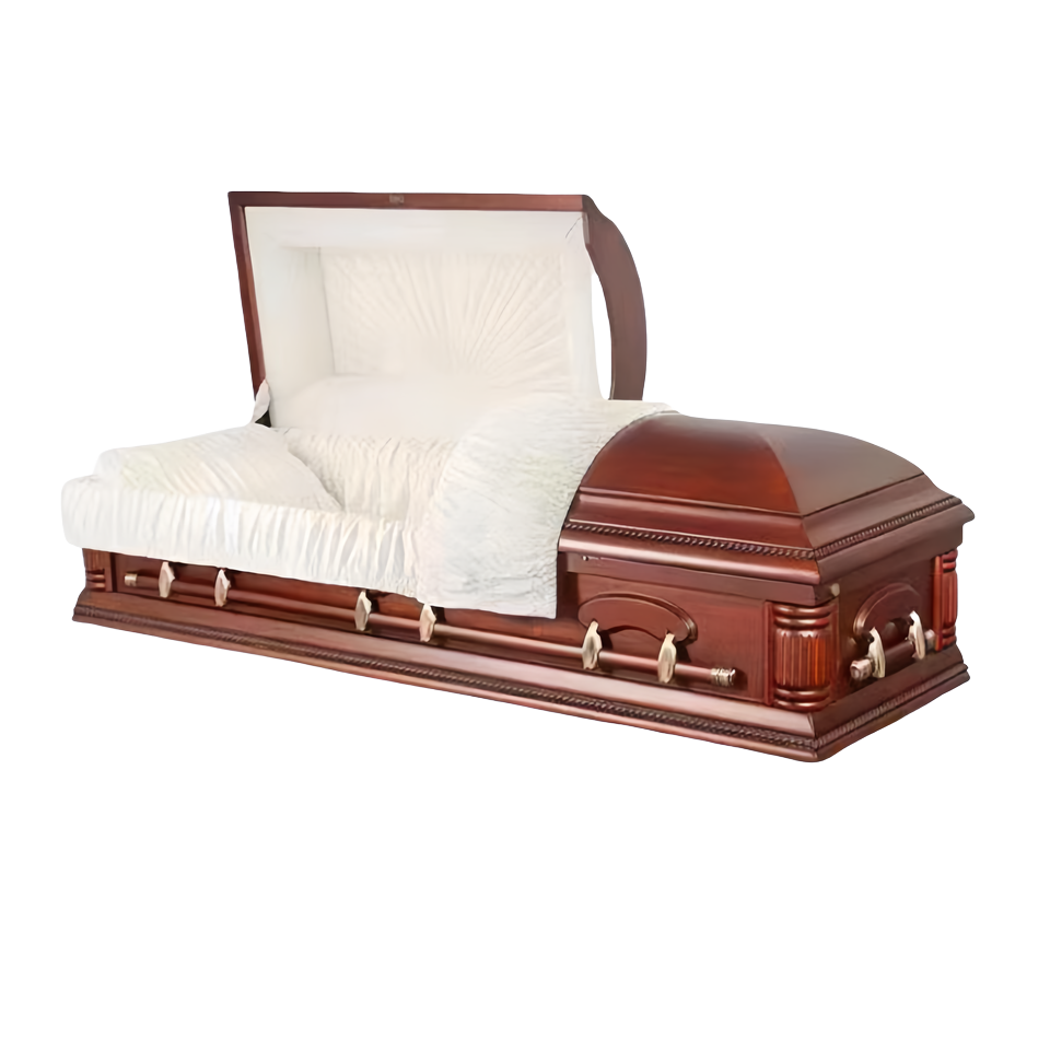 Half Lid Funeral Engineered Solid Timber Casket Burial Vault Combo Bed Wooden Half Coach Cremation Casket And Coffin