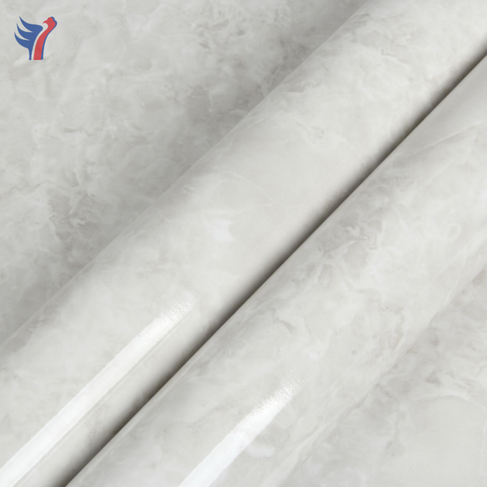 Jinyi M4002 White Simple Rustic Marble Ceiling Self Adhesive Wall Paper Rolls Wrap Peel and Stick Wallpaper