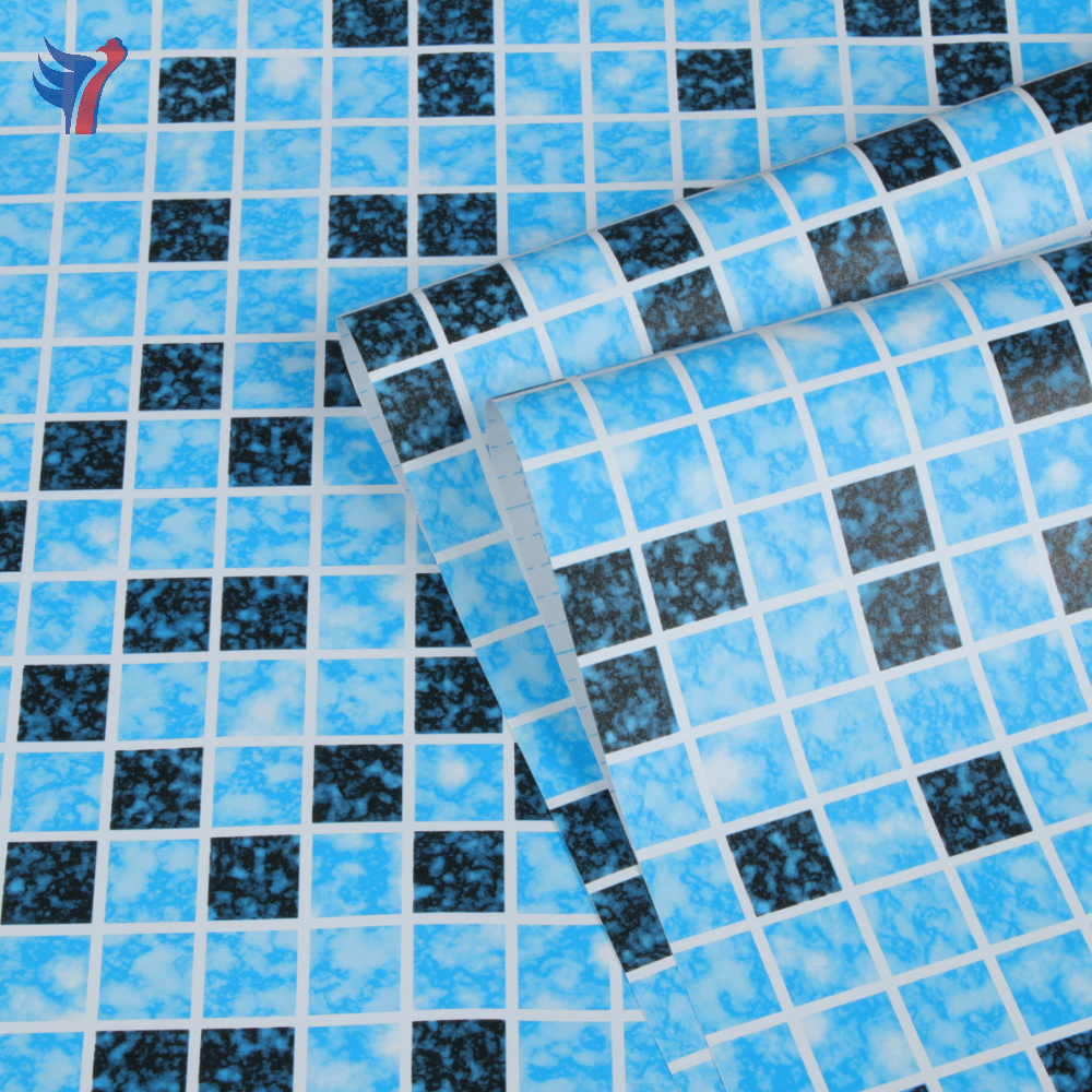 Jinyi H1347 Mosaic Pattern 3D Effect Blue Wall Vinyl Tile Backsplash Kitchen Bathroom Contact Paper Wallpaper