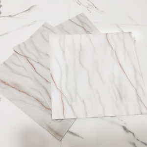 Jinyi Discontinued Peel And Stick With Glue Down Back Marble Pattern Kitchen Bathroom Waterproof White Vinyl Tile Floor