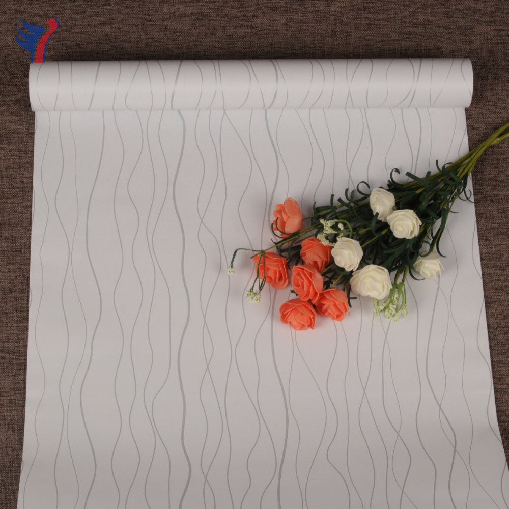 Jinyi H1386 White Cream Lines Modern Ceiling Roof Furniture Wall Book Wall Cover Paper Rolls Wallpaper