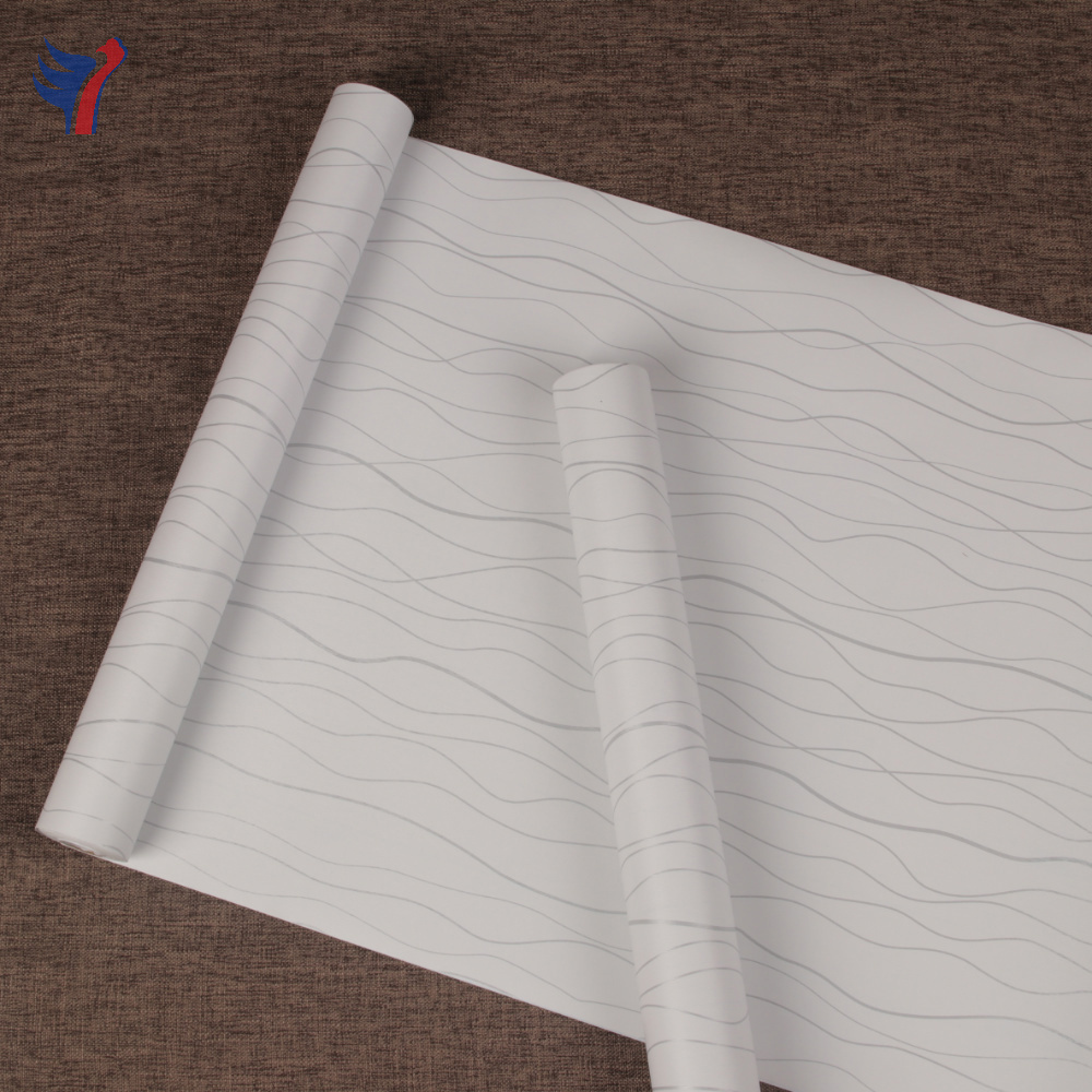 Jinyi H1386 White Cream Lines Modern Ceiling Roof Furniture Wall Book Wall Cover Paper Rolls Wallpaper