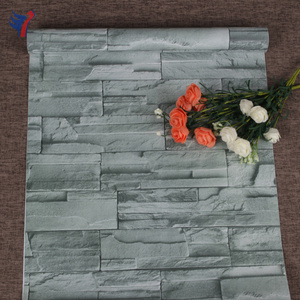 Jinyi H1089 Green Grey Brick Pattern Printed Vinyl Home Decoration Catalogue Wallpaper