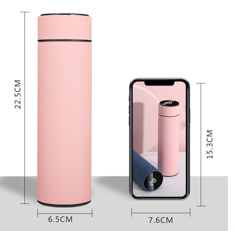 High Quality Soft Touch  Rubber Paint Frosted Surface Smart  LED Temperature Display Thermos Vacuum Flask coffee water bottle