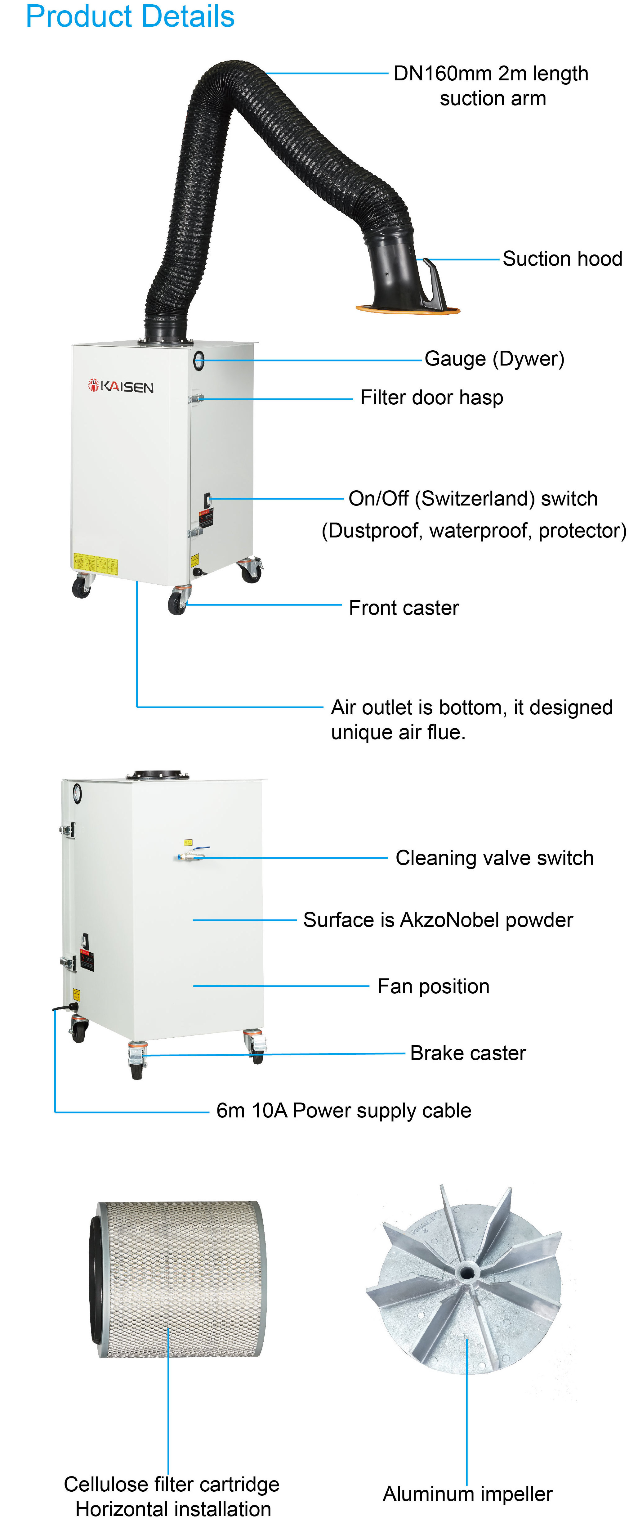 Fume Cleaner KSJ-0.7S Industrial Dust Collector In Competitive Price