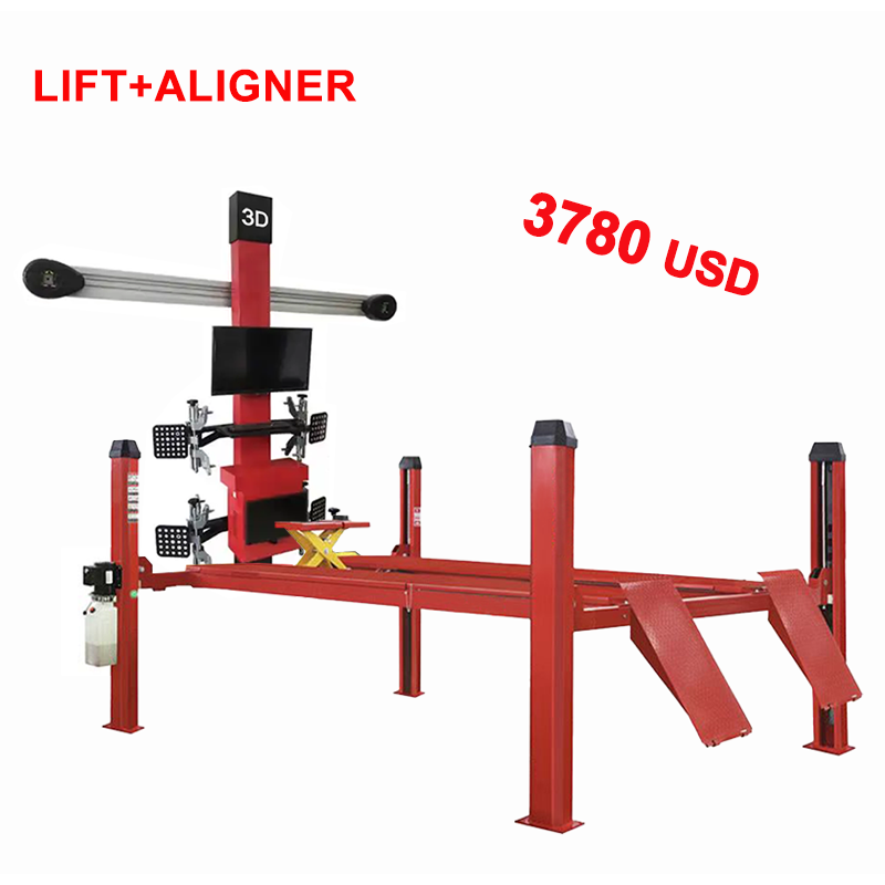 3D four wheel alignment machine & 4 post car lift combo Tire aligner car Wheel alignment scissor lift