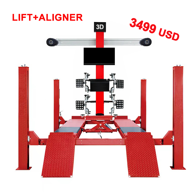 3D four wheel alignment machine & 4 post car lift combo Tire aligner car Wheel alignment scissor lift