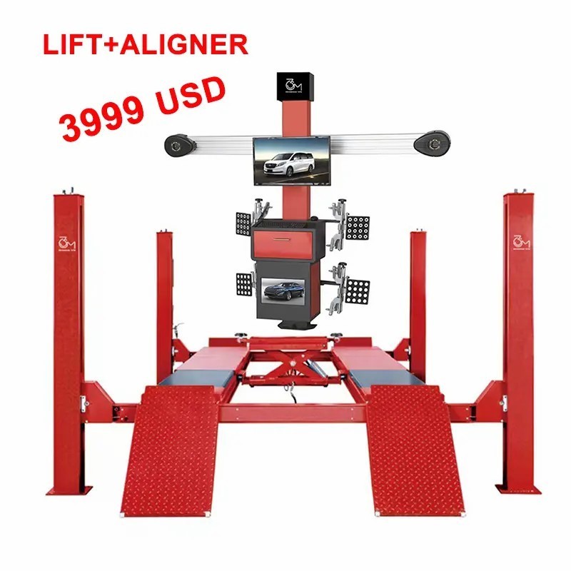 3D four wheel alignment machine 4 post car lift Tire changer Wheel balance machine combo