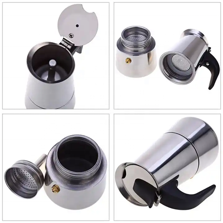 4Cup 6Cup 9Cup Portable Stovetop Italian Espresso Coffee Maker, Stainless Steel Moka Pot Matte Black, Electric Mocha coffee pot