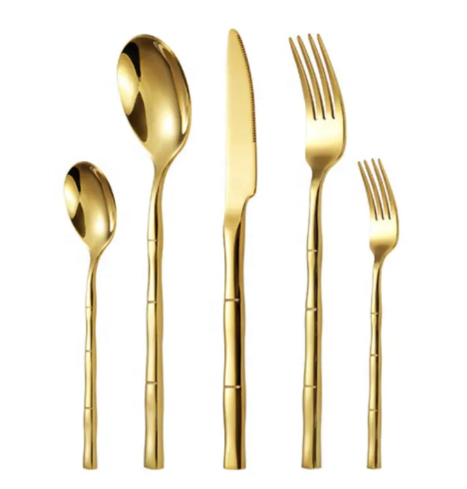 5pcs New Design Handle Bulk Flatware 304 Stainless Steel Cutlery Gold Silverware Set